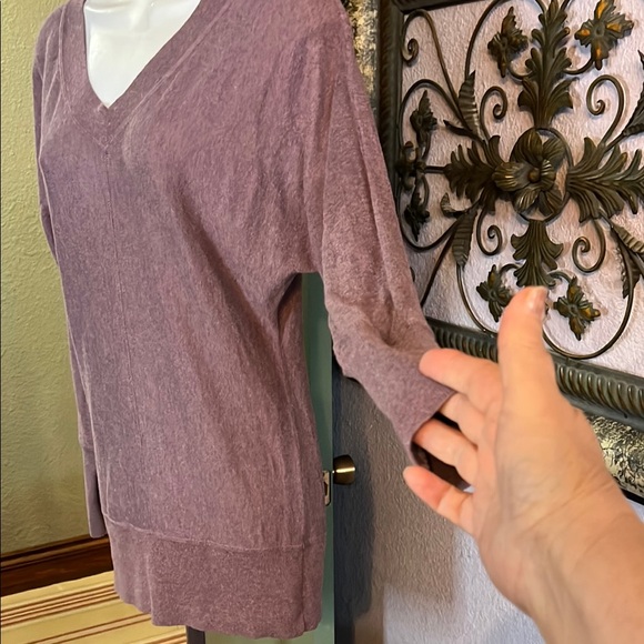Loft Sweater Women's Mauve V-Neck- longer length Sz S - Picture 6 of 12